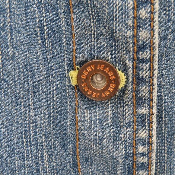 DKNY Jeans Women Small Blue Denim Jean Jacket Collar Button Pockets Cotton Y2K - Picture 4 of 10